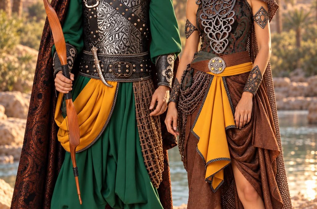Pareja de trajes de Moros y Cristianos A-126 y A-127, vista frontal