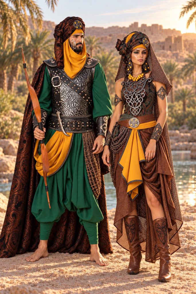 Pareja de trajes de Moros y Cristianos A-126 y A-127, vista frontal